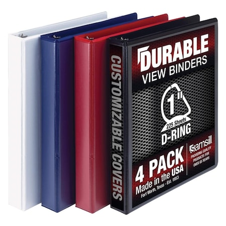 Davenport 1 in. Durable DR Basic Binder, Assorted Color, 4PK DA3446939